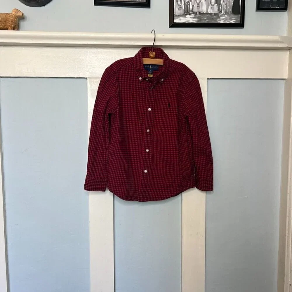 Ralph Lauren Black & Red Check Button Front Shirt Youth 6